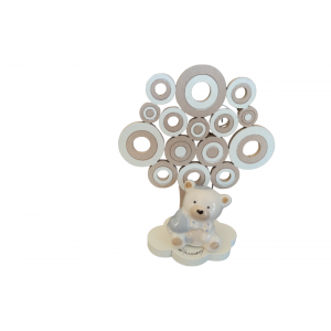 Bomboniera clip albero con orsetto cuore rosa celeste